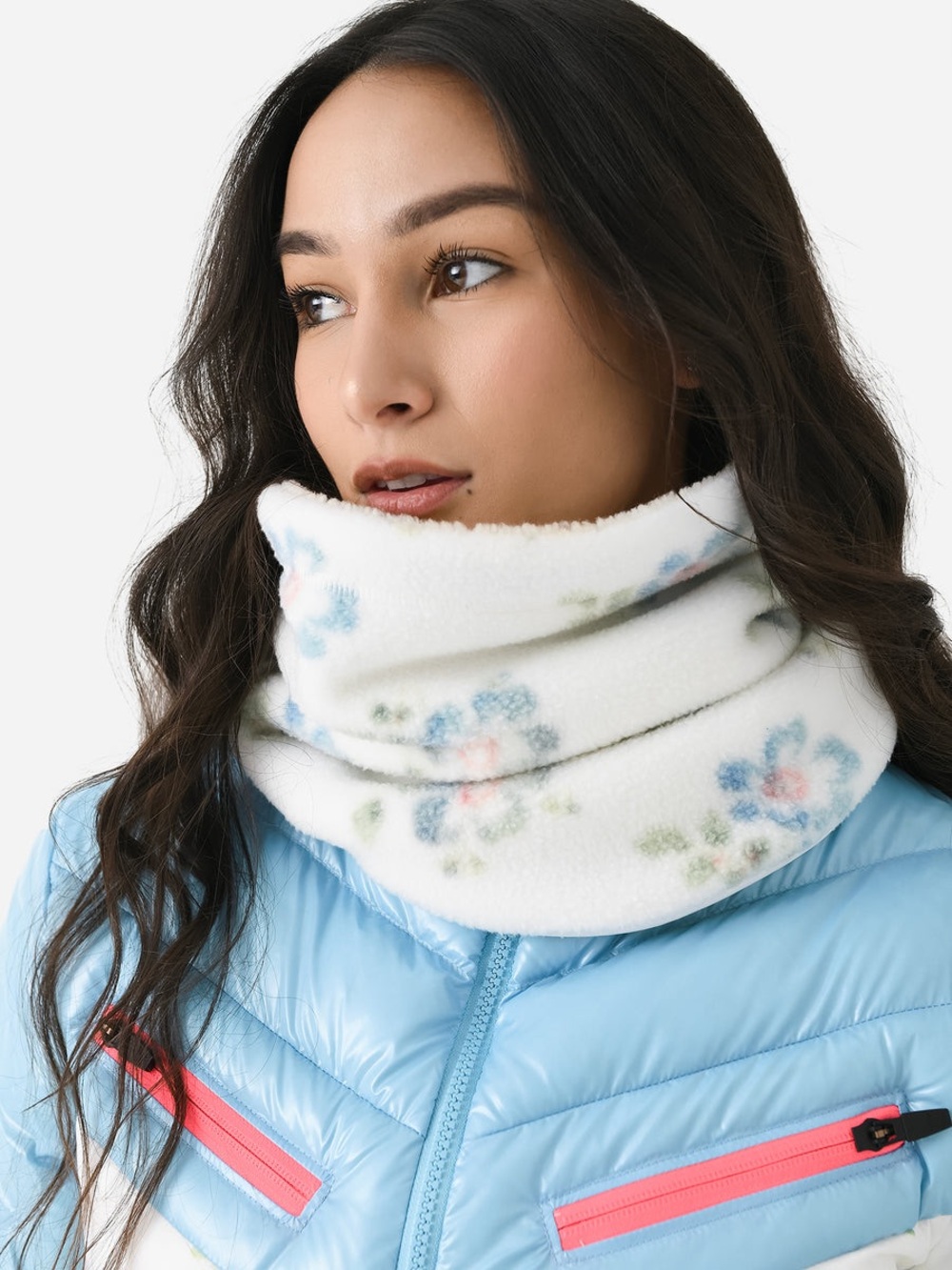 LoveShackFancy x Bogner Fire + Ice White Floral Fleece Arian Scarf NWT